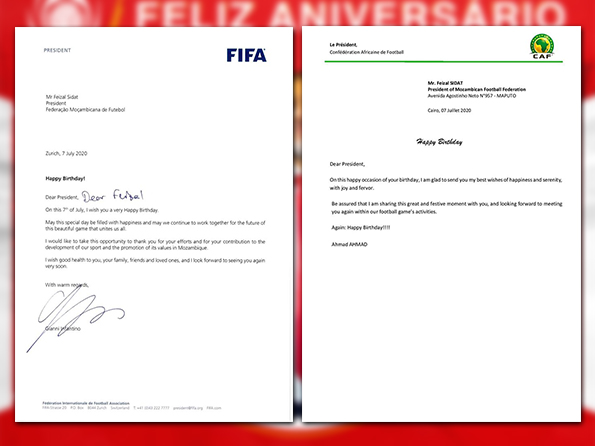 FIFA e CAF felicitam o presidente da FMF